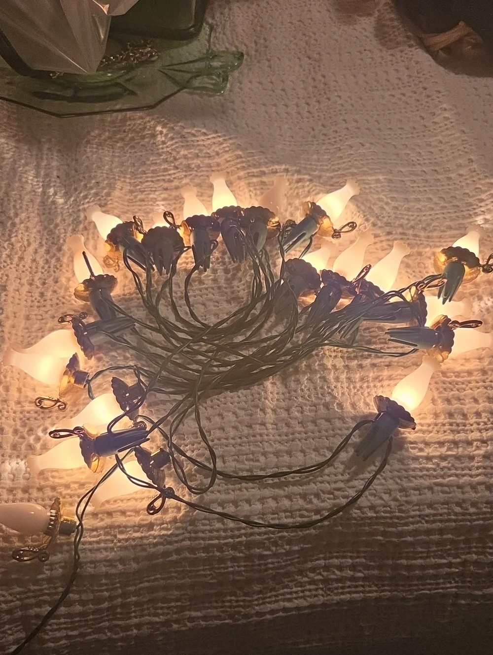 Vtg Hurricane Lamp Christmas String Lights - 20 Light Strand Working Novelty